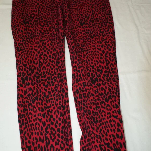 Flattering Red Leopard Jeans Size 14 Stretchy Comfy - Picture 12 of 16